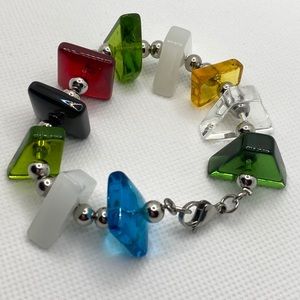 Vibrant Geometric Multi-Color Beaded Bracelet